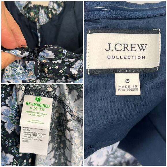 J.Crew Collection Blue Floral Halter Midi Dress size 6 Open Back Tie Neck - Picture 6 of 9